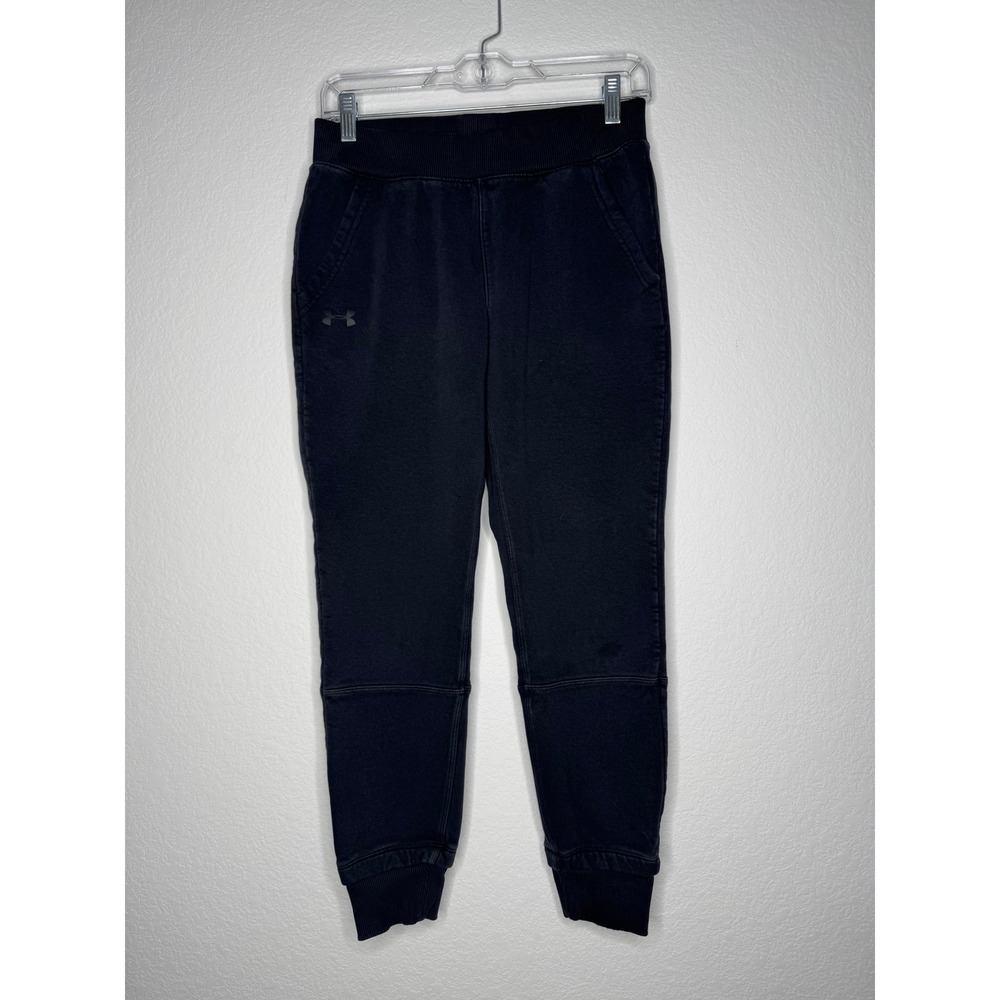 Under Armour Rival Fleece Joggers Black Sweatpants Loose Fit Womens Size XS